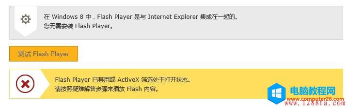 Windows8.1 Flash Player ʹòˣFlash Player ѽû ActiveX Yx̎ڴ_Bվ