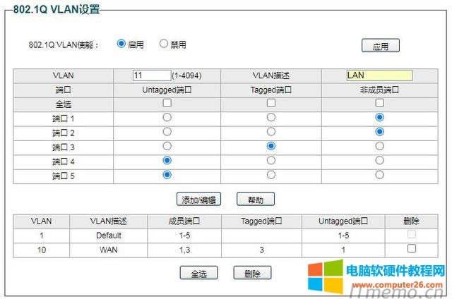 OWLAN,VLAN̖11VLANLAN,Untagged˿ڞ4.5Tagged˿ڞ3