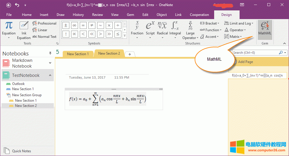   OneNote ʽЏ(f)Ƴ MathML