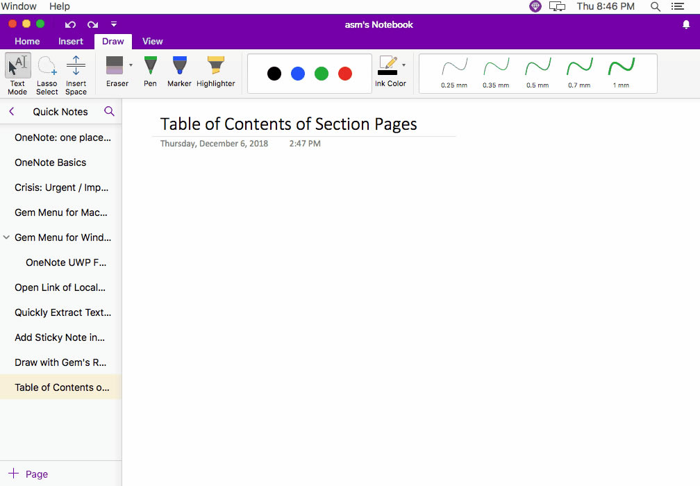 ʹ䌚ˆ΁o OneNote for Mac ǰօ^бĿ䛴V