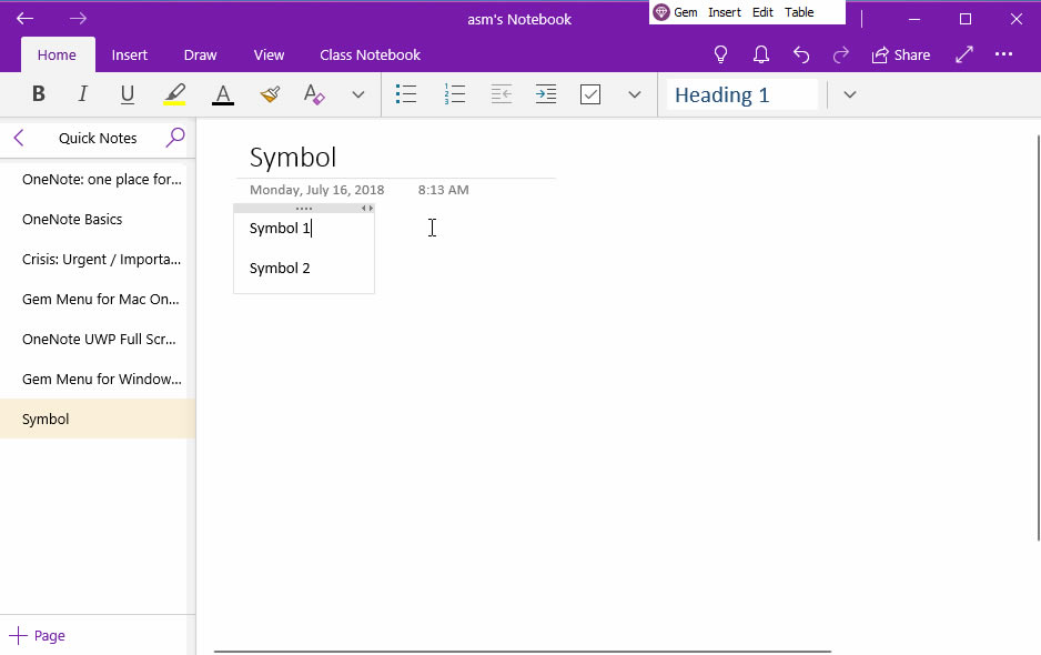 ʹ䌚ˆ Gem Menu for OneNote UWP IPϛ]еķ̖ OneNote for Windows 10 