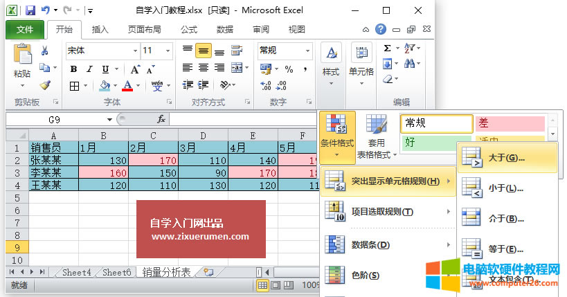 Excel條件格式(如何設(shè)置Excel 2010的條件格式規(guī)則突出顯示數(shù)據(jù))