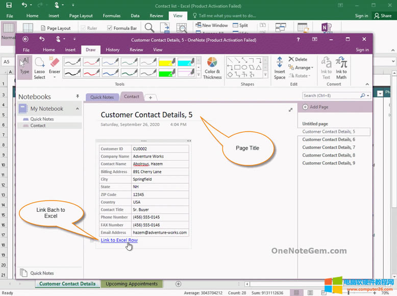 選中多行,發(fā)送到 OneNote 成多頁