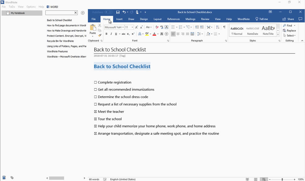 b Office 365t WordNote Խ Word 365 LDM֌
