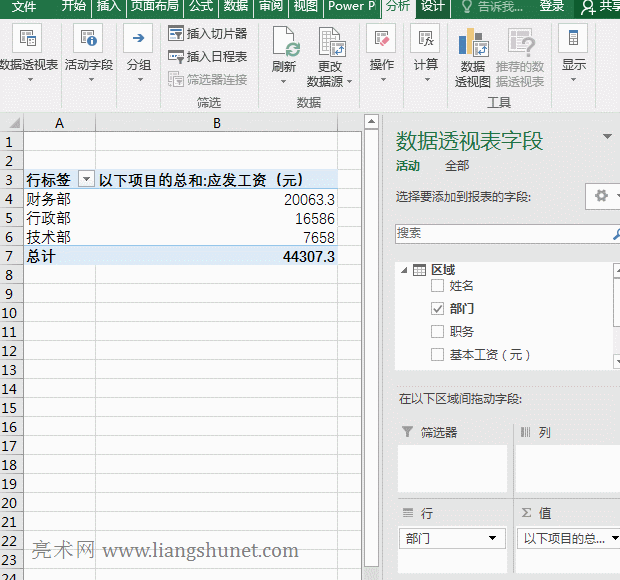 Excel數(shù)據(jù)透視表四個(gè)區(qū)域間