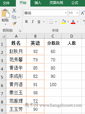 Excel Frequency函數(shù)統(tǒng)計(jì)不同分?jǐn)?shù)段的人數(shù)實(shí)例