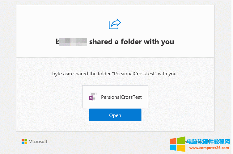 別人共享過來的 OneNote 筆記本,已接受到共享筆記本郵件