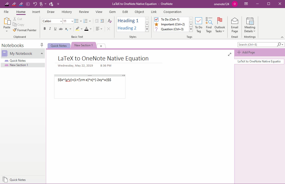 ľW퓏 LaTeX _ʽͨ^ Gem DQ OneNote ԭʽ