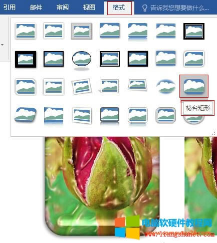 Word 2016 用棱臺(tái)矩形,圖片出現(xiàn)了立方體效果