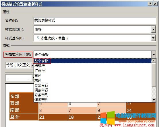Word2016 表格將格式應(yīng)用于