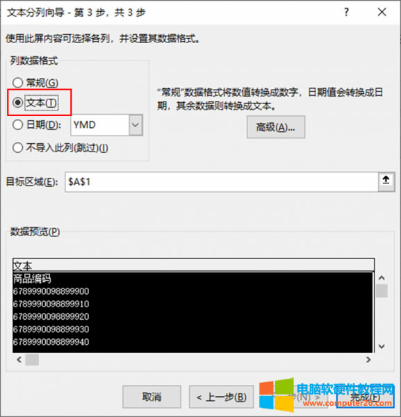 分列數(shù)據(jù)格式
