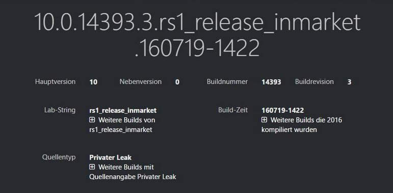 Windows 10 RTM更新KB3176925建立10.0.14393.3
