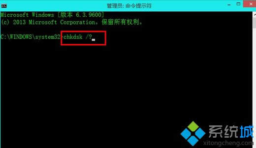 輸入【chkdsk /?】 輸入【chkdsk /?】